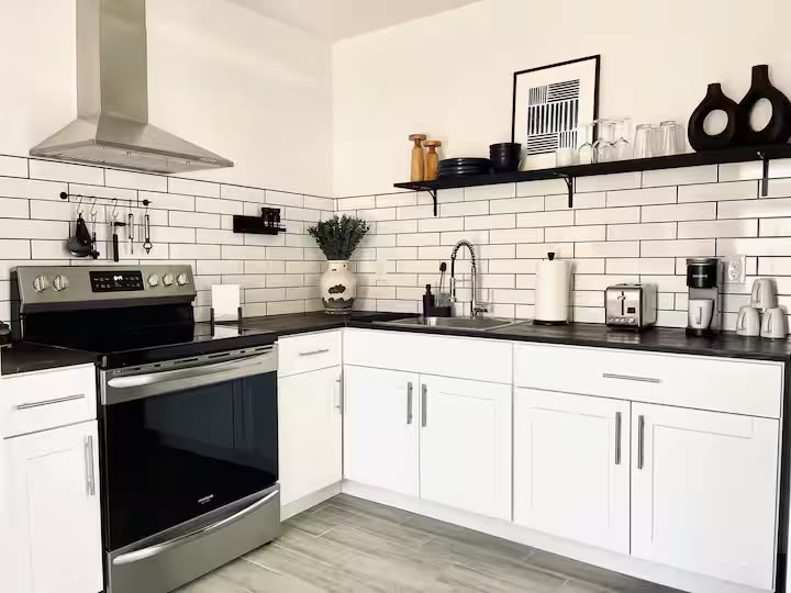 Detached Studio Guesthouse full kitchen sink at a direct-booking vacation rental in Phoenix, Arizona