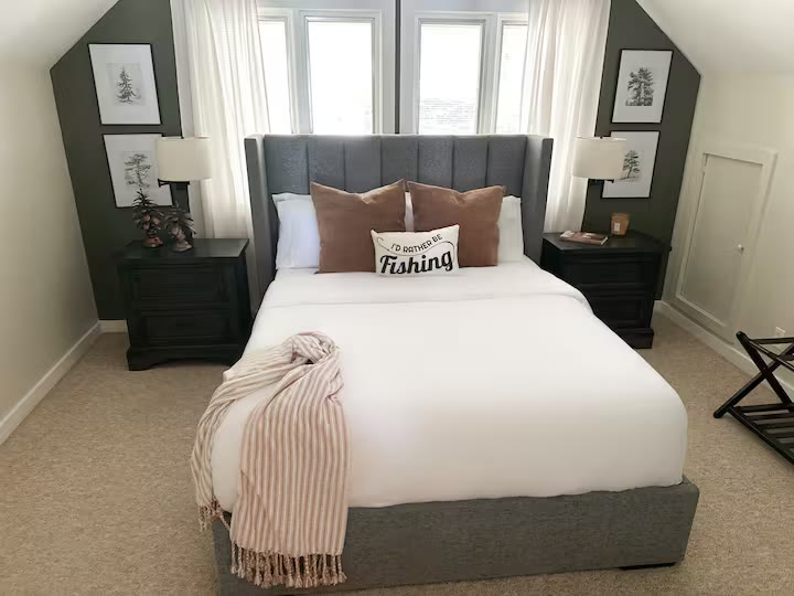 Weiss Lake House with Private Dock guest bedroom at a direct-booking vacation rental in Cedar Bluff, Alabama